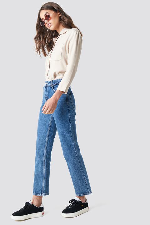 Na-kd Front Pleat Jeans - Blue