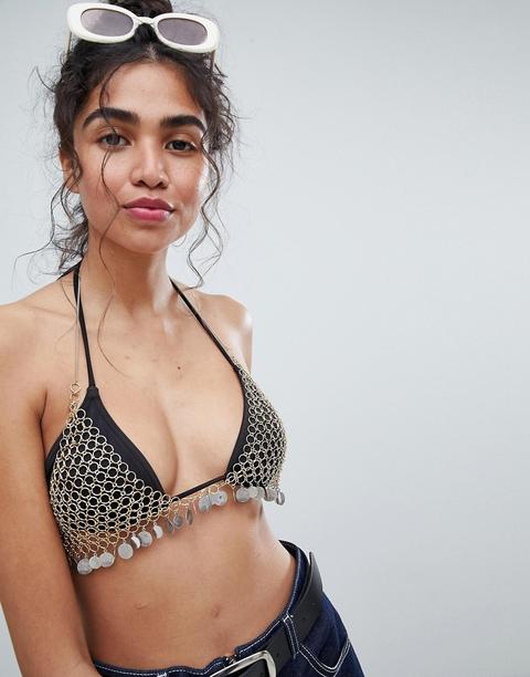 Asos Design Chainmail Bralet With Coin Detail