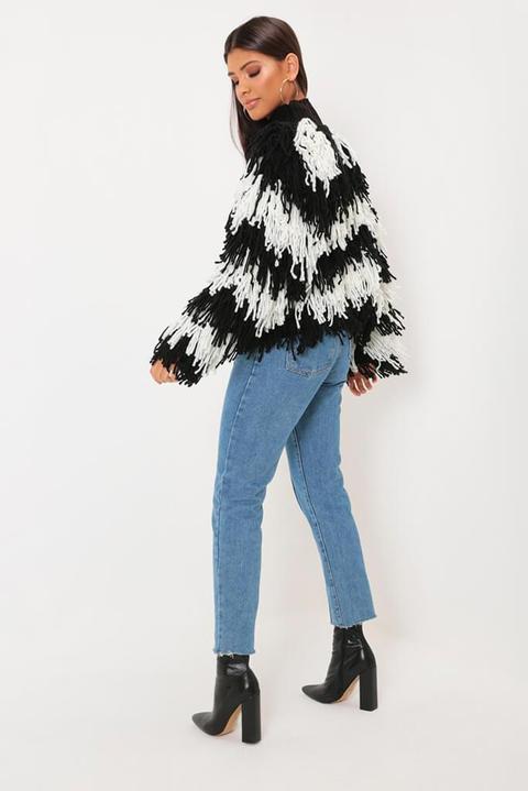 Black Monochrome Shaggy Cardigan