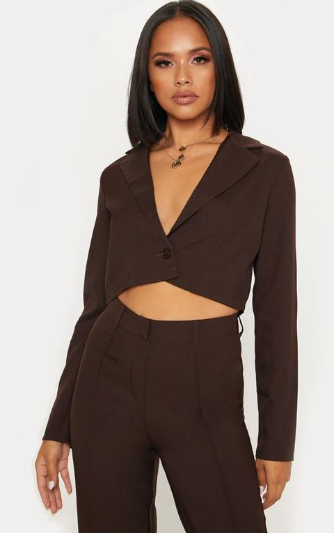 Chocolate Cropped Blazer, Chocolate Brown