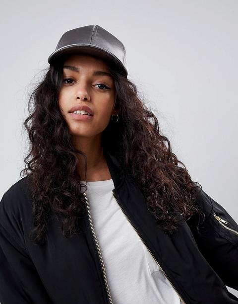 Asos Design Satin Baseball Cap - Grey