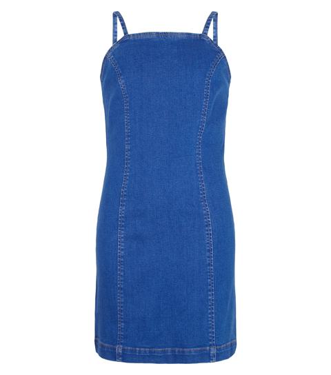 Girls Blue Denim Dress New Look