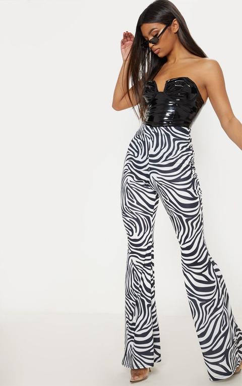 Zebra Print Jersey Flared Trouser