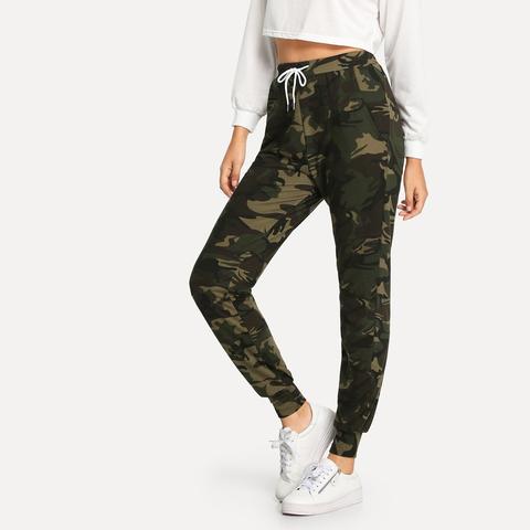 Hose Mit Rippenbündchen Und Camouflage-look