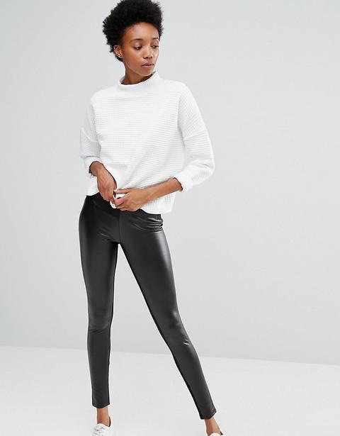 Vero Moda Tall - Leggings In Pelle Sintetica - Nero