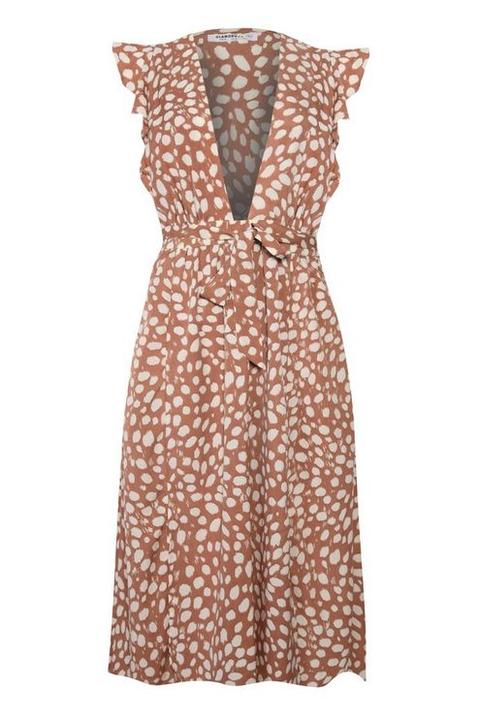 glamorous polka dot midi dress