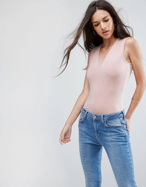 Asos - Top Senza Maniche Con Volant Sulle Spalle - Rosa