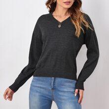 Jersey De Hombros Caídos Escote V