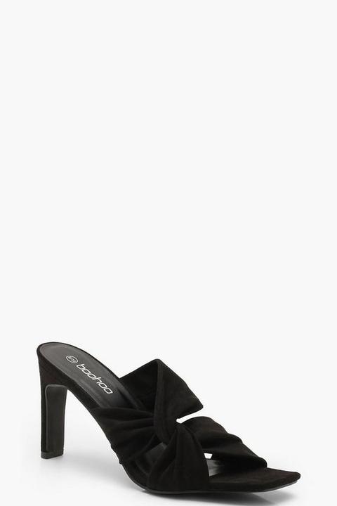 Mules À Talons Plats Torsade Devant - Noir - 38, Noir