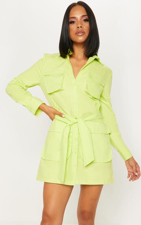 utility tie waist shirt dress