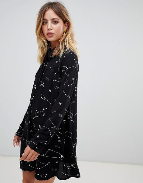 Glamorous Printed Smock Dress - Starry Skies Print