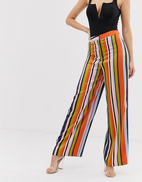 Asos Design - Pantaloni In Raso Con Fondo Ampio E Righe Colorate In  Coordinato - Multicolore from ASOS on 21 Buttons