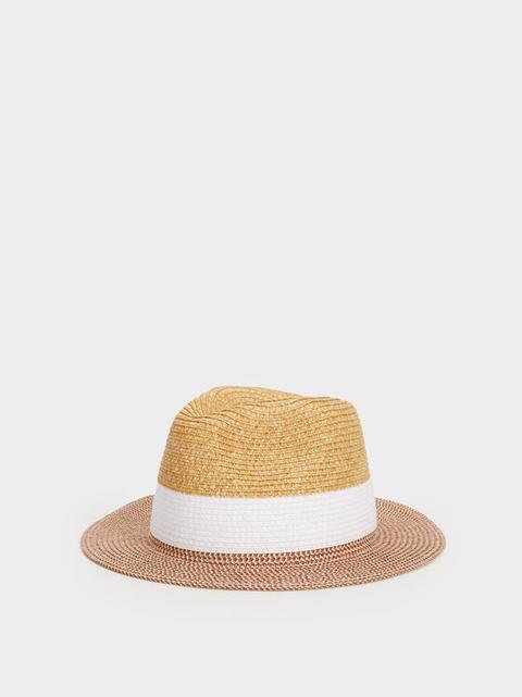 Chapeau Effet Raphia Avec Ruban Contrasté