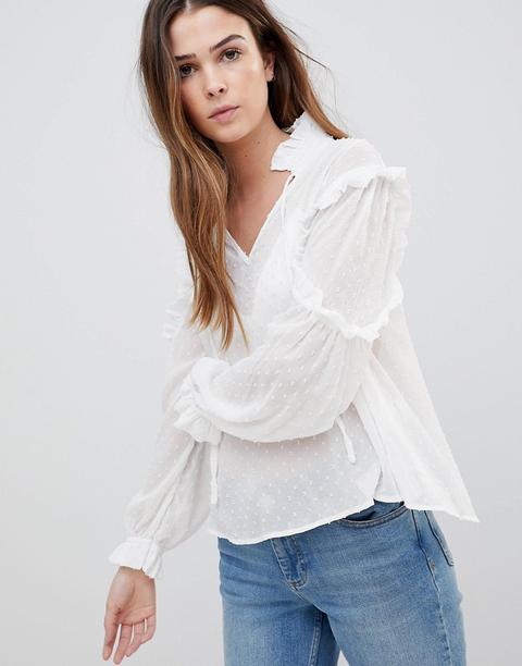 Blusa Transparente De Cuello Subido De Qed London