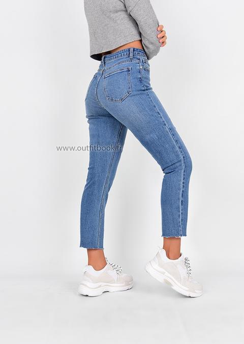 Jean mom best sale coupe droite