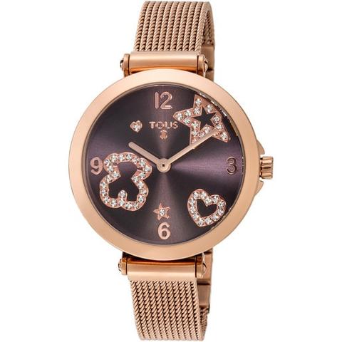 Reloj Icon Mesh De Acero Ip Rosado Con Cristales