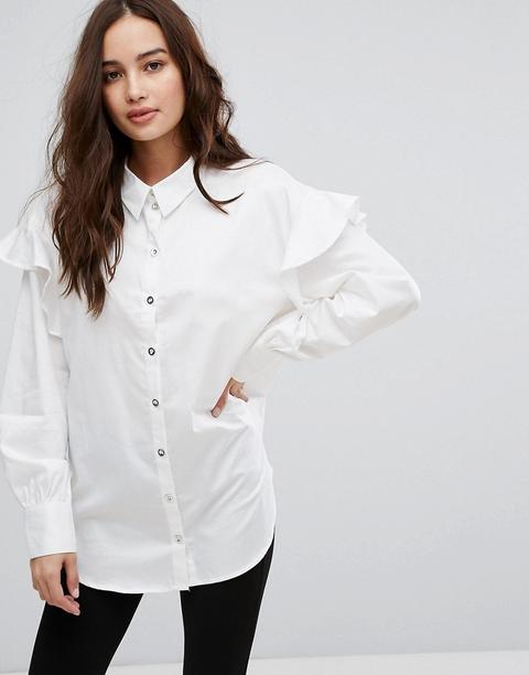 Only - Camicia Con Volant Sulle Spalle - Multicolore