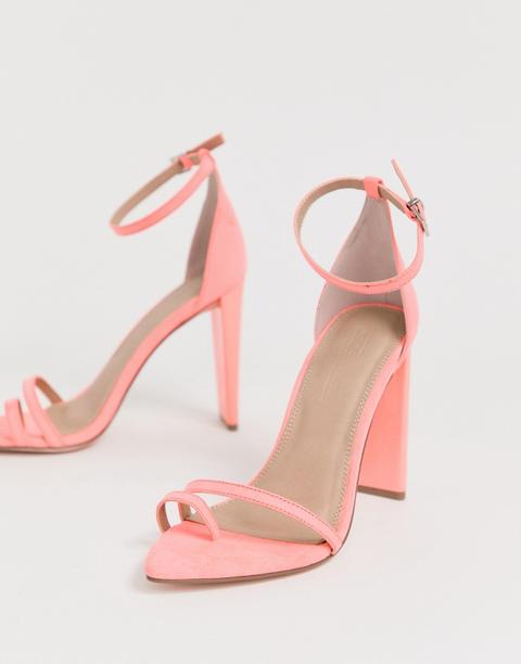 Asos Design - Harper - Sandali Effetto Nudo Rosa Con Tacco Largo - Rosa