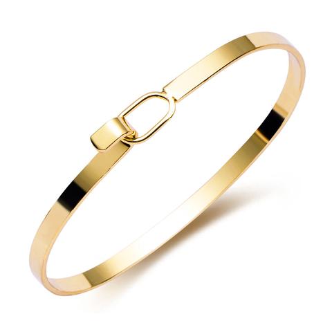 Bracciale Aperto Minimalista Con Fibbia Placcato - Oro