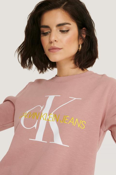 Calvin Klein Vegetable Dye Monogram Crew Neck - Pink