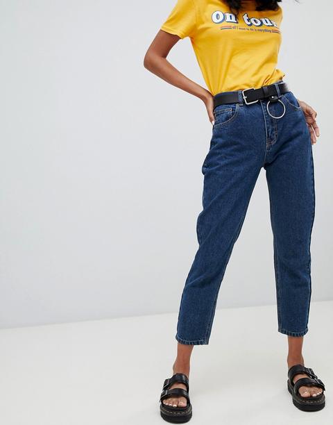 Pull&bear - Mom Jeans Classici Blu Scuro - Blu