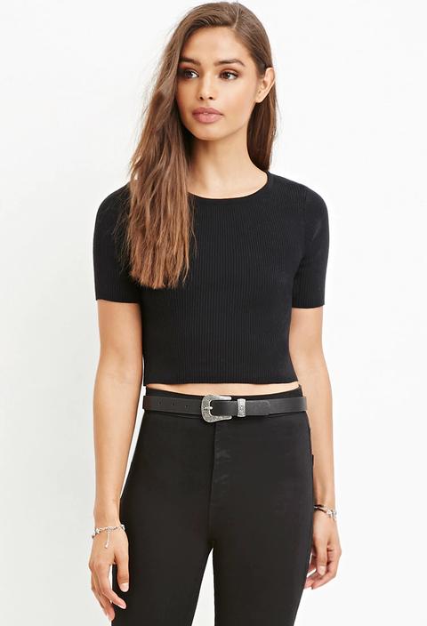 Ribbed Knit Cropped Sweater