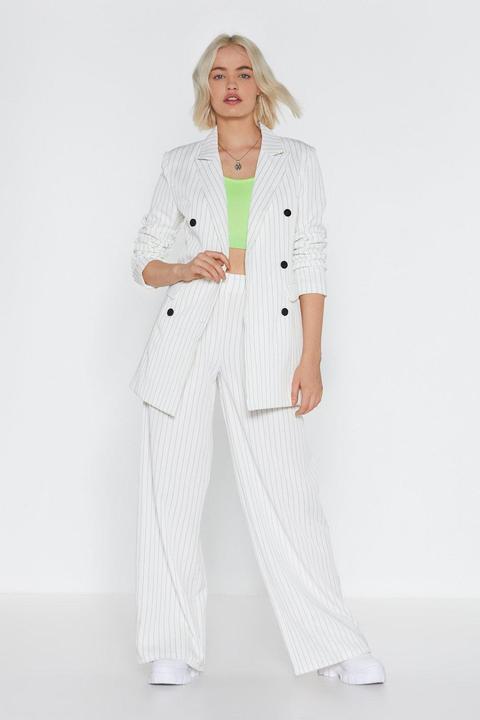 Cut In Line Pinstripe Wide-leg Pants