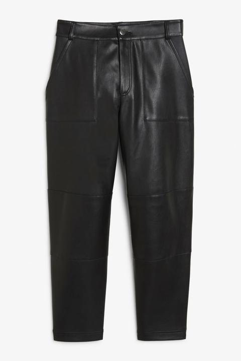 Faux Leather Trousers - Black