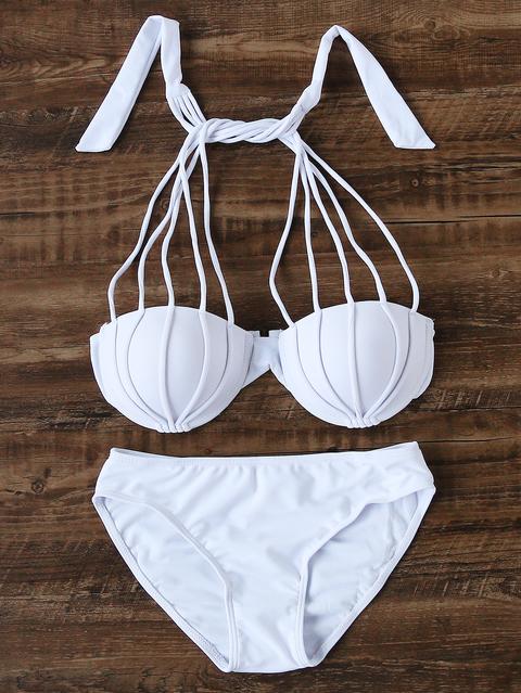 Bianco Con Spalline Halter Bikini