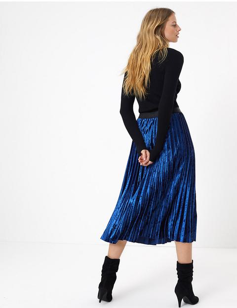 Marks and spencer store velvet pleated skirt