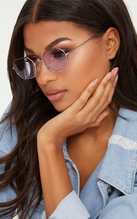 Lilac Hexagon Retro Sunglasses