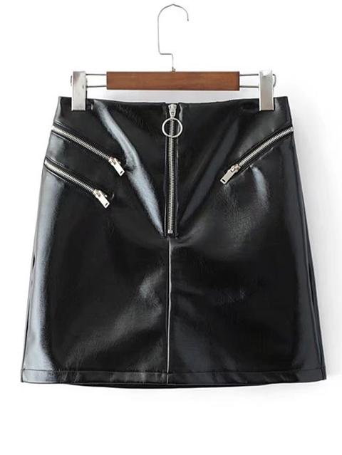 Falda Biker Con Detalle De Cremallera