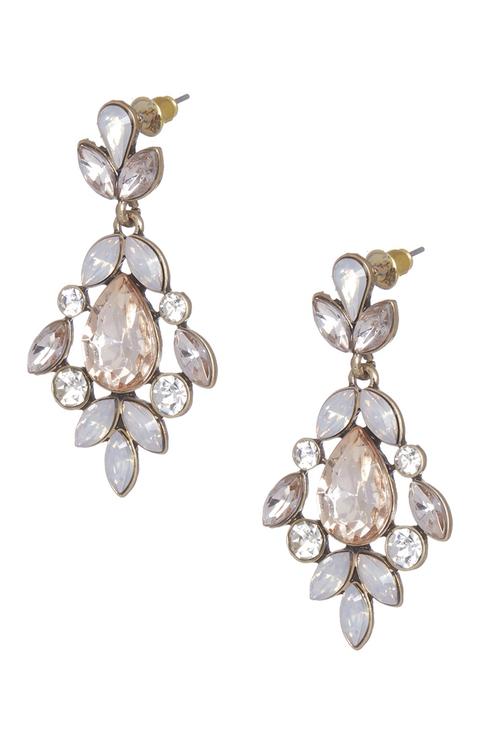 Orecchini Cipria Con Strass Pendenti