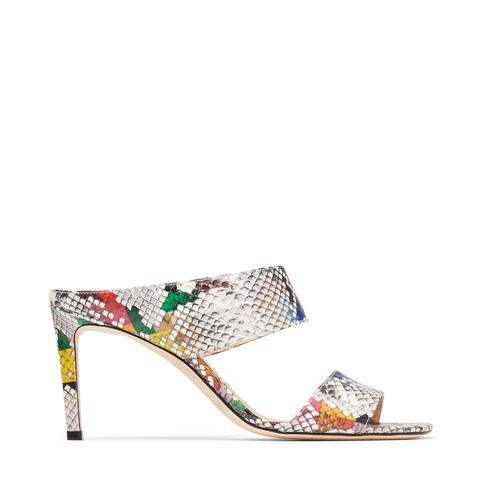 Hira 85 Sandales À Bout Carré En Cuir D'élaphe Brillant Multicolore
