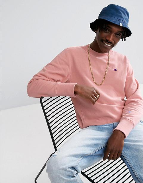 Champion - Felpa Rosa Con Logo Piccolo - Rosa