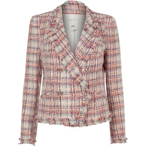 river island pink boucle jacket