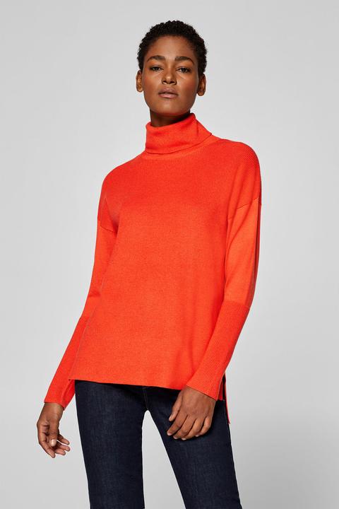 Rollkragen-pullover Mit Feiner Rippstruktur