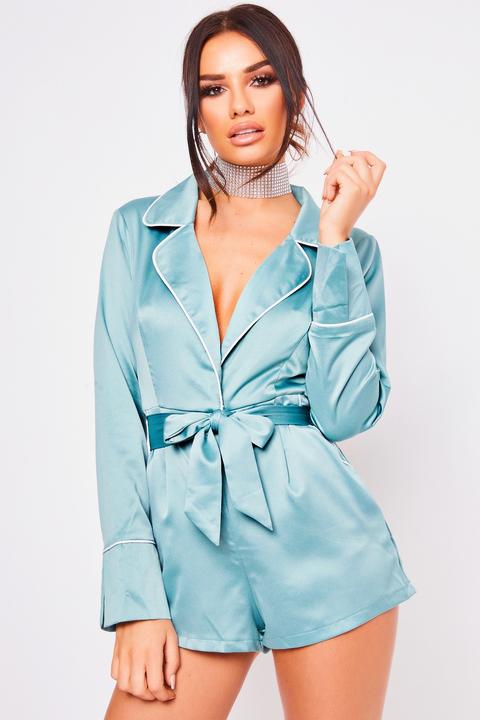 Amy Teal Belted Playsuit