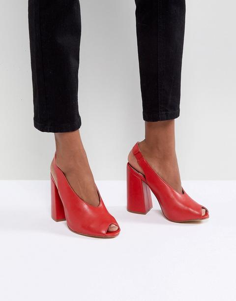 River Island - Scarpe Con Tacco, Cinturino Posteriore E Tomaia Alta - Rosso