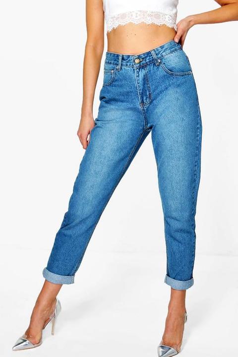 High Rise Mid Wash Mom Jeans