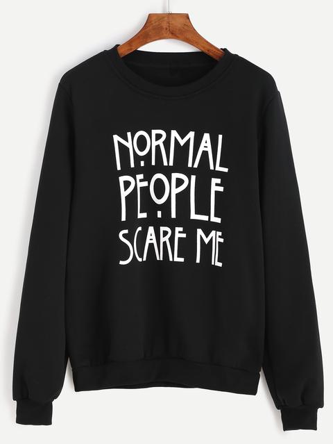 Black Letter Print Sweatshirt