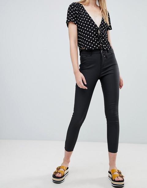 Urban Bliss Leather Look Skinny Jean - Black
