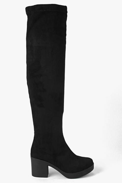 Block Heel Over The Knee Boots