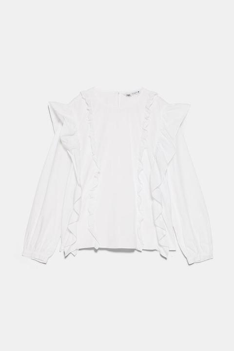 Frilled Poplin Blouse