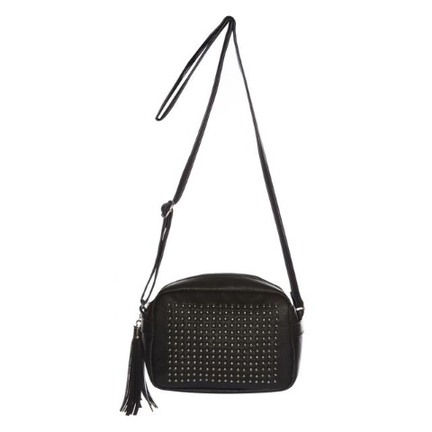 Bolso Bandolera Negro Con Tachuelas