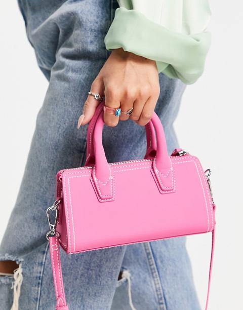 Topshop Crossbody Bag With Grab Handle In Pink