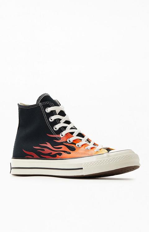 Converse Black Chuck 70 Flame Print High Top Shoes from Pacsun on 21 Buttons
