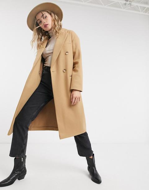 Topshop Tailored Coat In Camel-brown