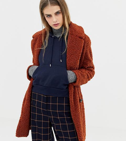 Pull&bear Borg Teddy Coat In Rust