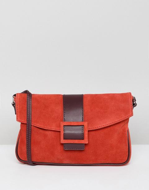 Asos Design - Borsa Da Spalla Anni '90 In Pelle Scamosciata - Rosso